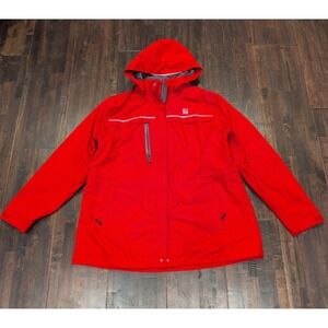 Oobe Chick-fil-A Team Style Red Hooded Rain Jacket Men XL Zip Up Water Resistant